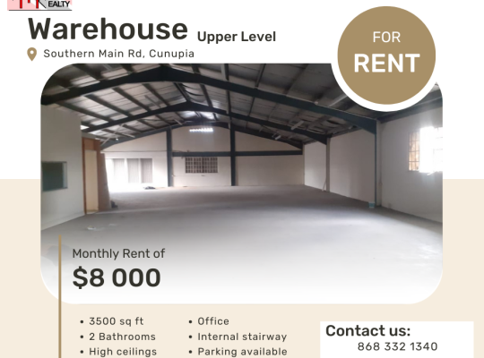 COMMERCIAL WAREHOUSE FOR RENT – Cunupia