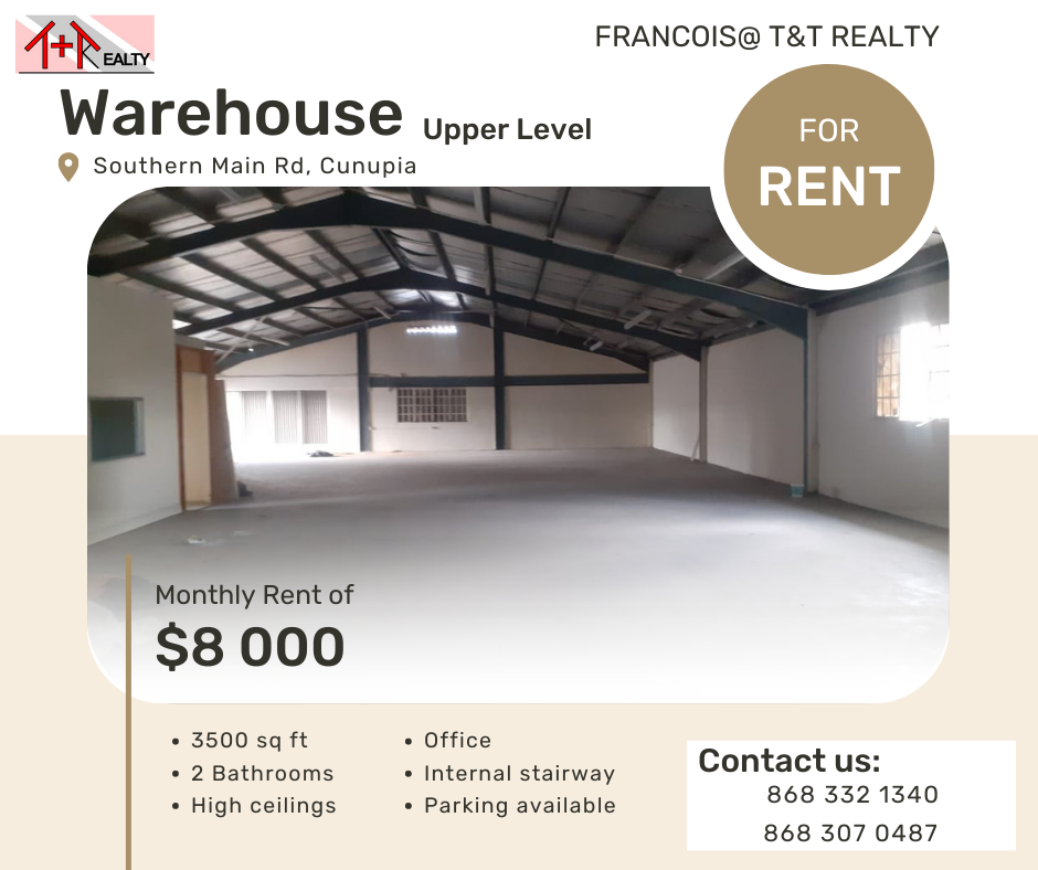 COMMERCIAL WAREHOUSE FOR RENT – Cunupia